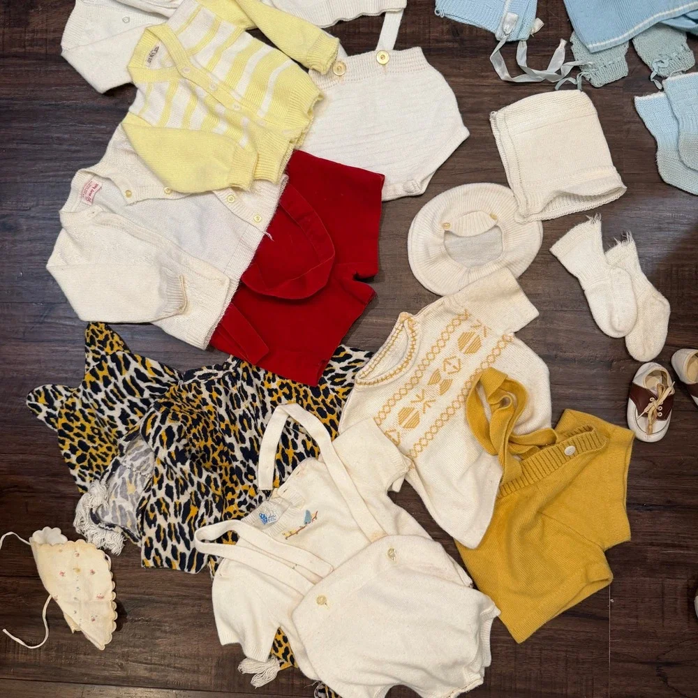 Vintage Baby Toddler Knit Clothing‎ Lot 1950s 1960s Rompers Cardigans